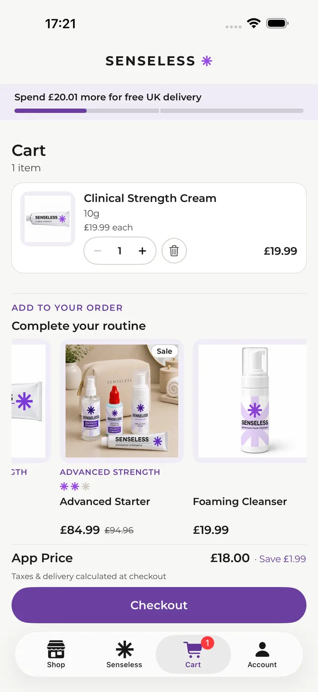 Your 10% app price, shown at the cart.