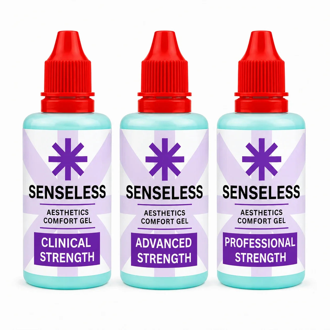 Senseless Comfort Gel range — Clinical, Advanced and Professional strengths