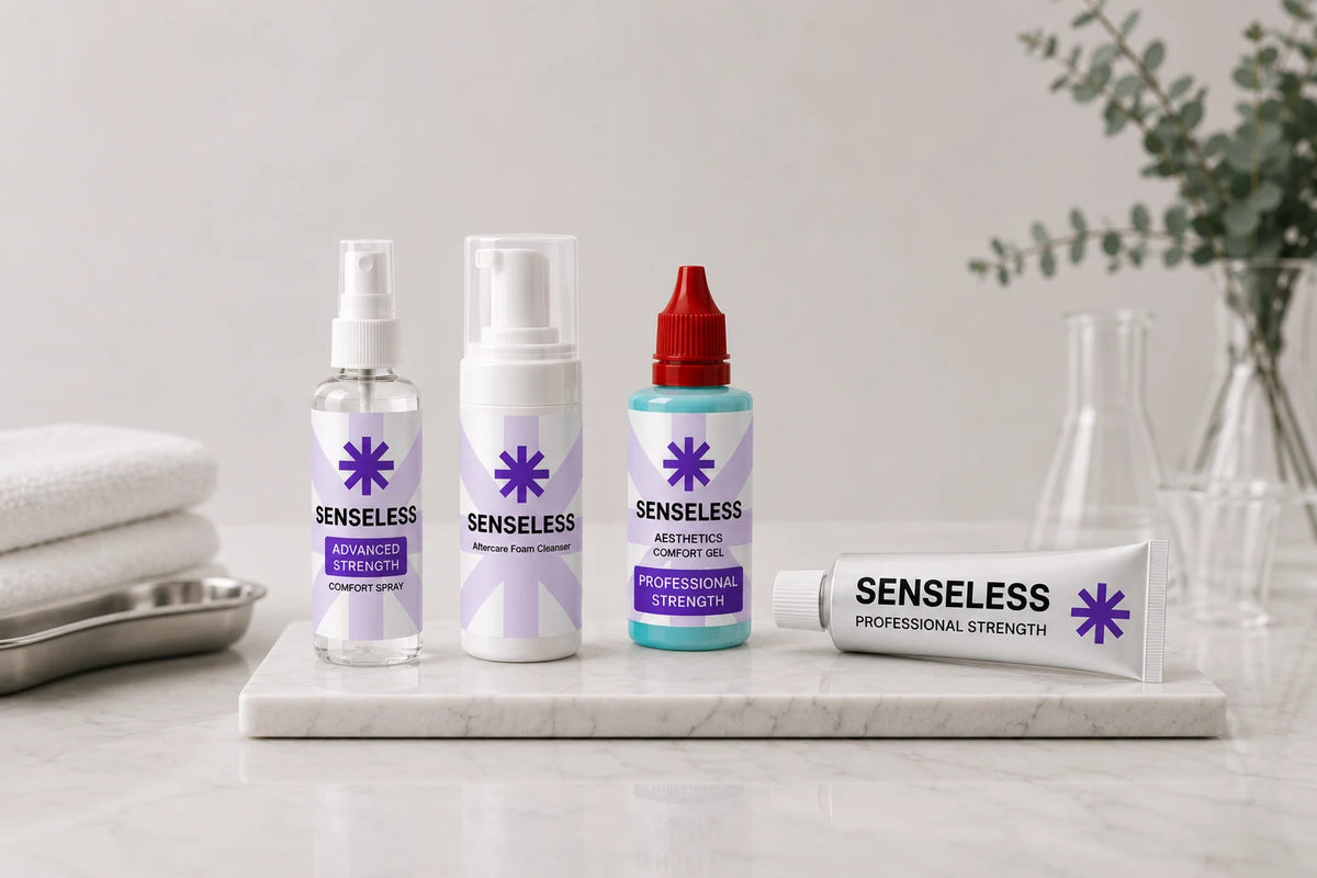 Senseless aesthetic range arranged on a marble ledge