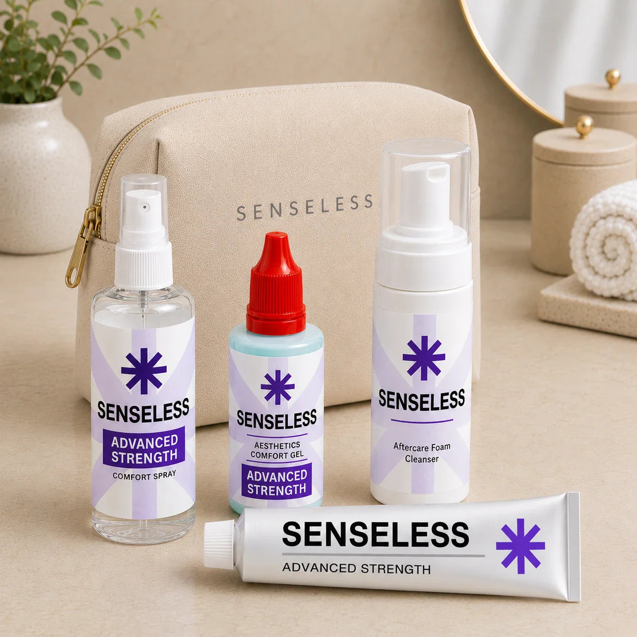 Senseless Advanced Starter Bundle — Comfort Cream, Comfort Gel, Comfort Spray and Aftercare Foam Cleanser