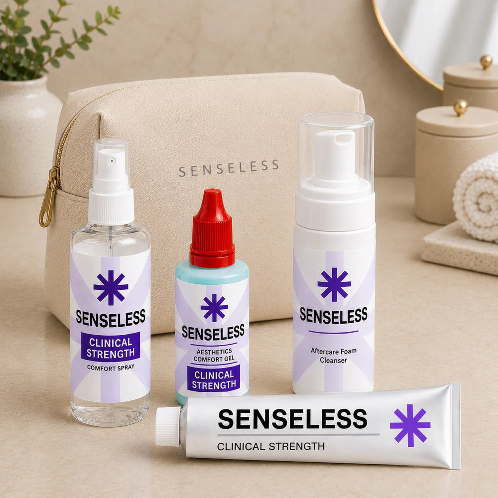 Senseless Clinical Starter Bundle — Comfort Cream, Comfort Gel, Comfort Spray and Aftercare Foam Cleanser