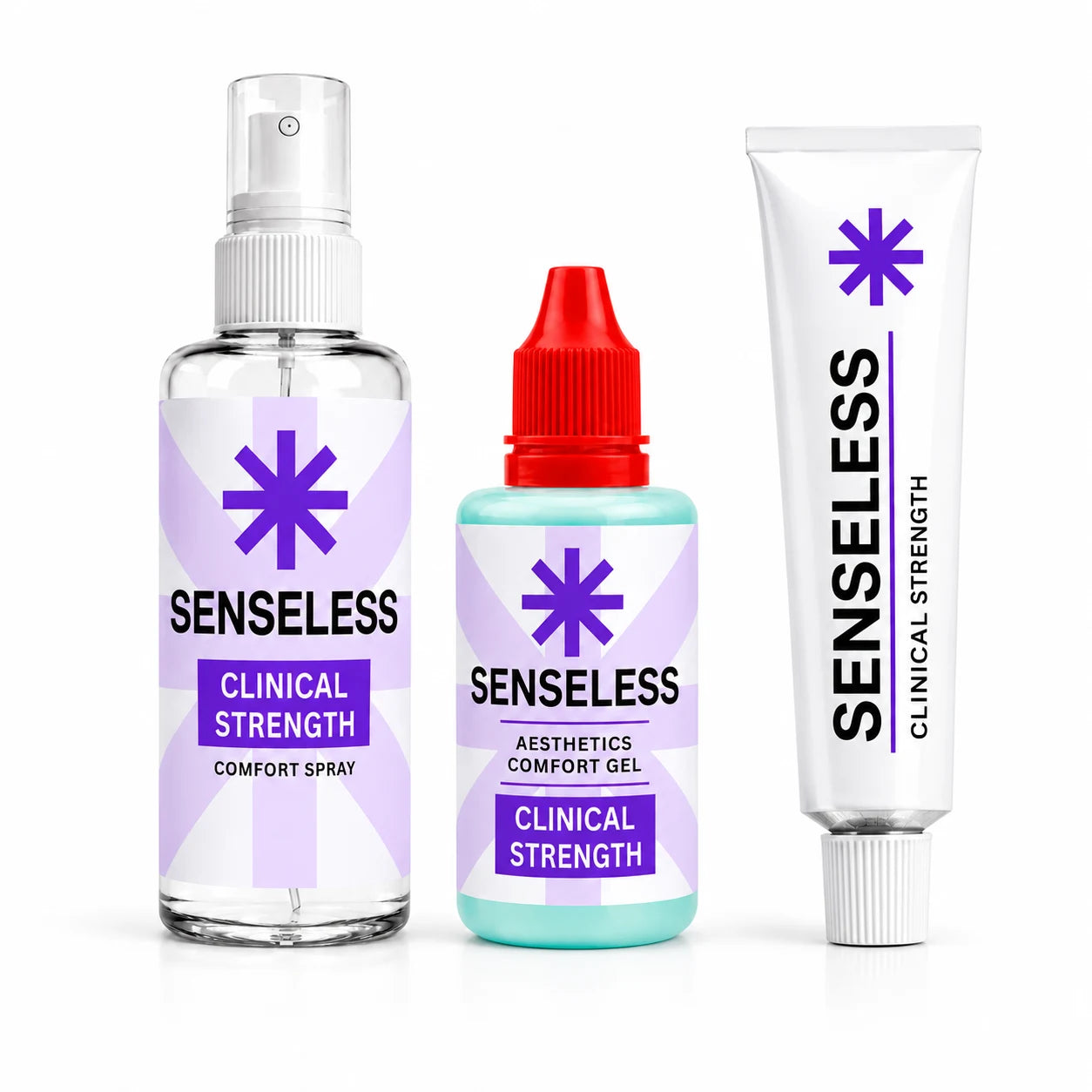 Senseless Clinical Strength range — Comfort Cream, Comfort Gel and Comfort Spray