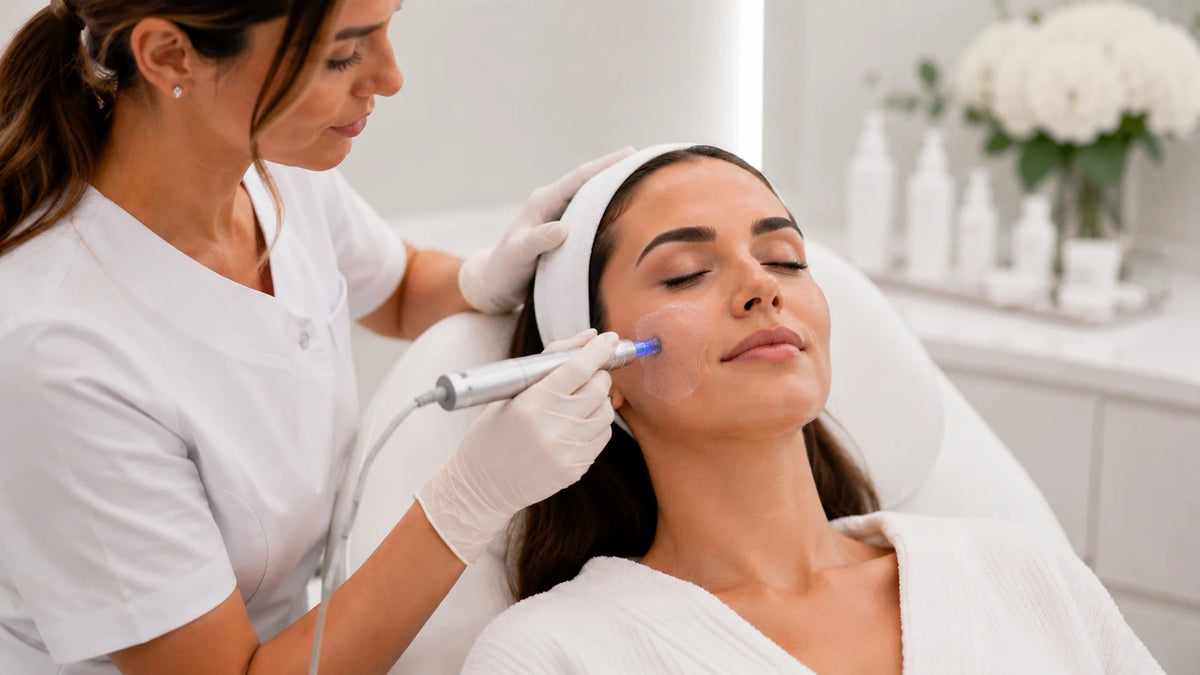 Microneedling treatment in a clinic