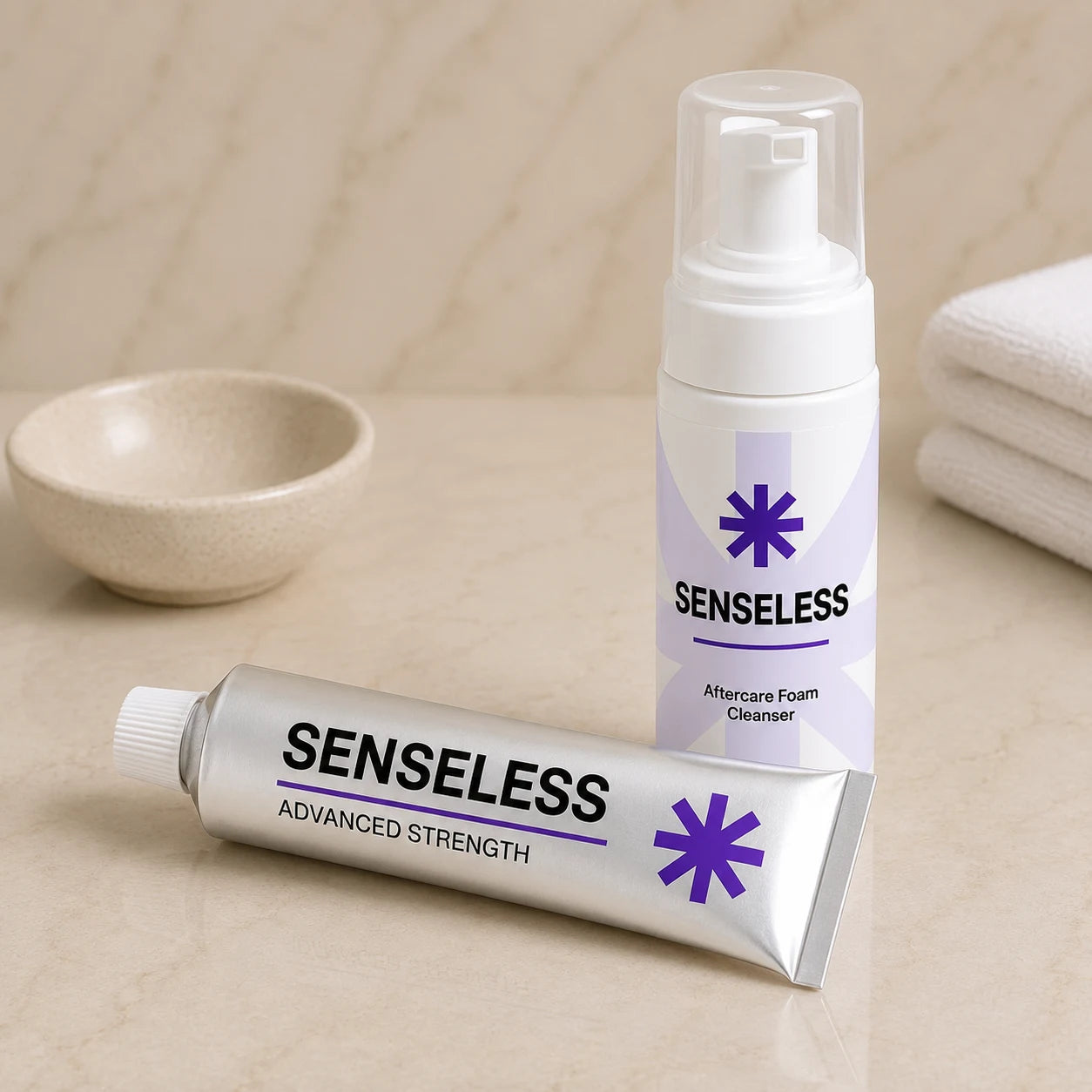 Senseless Advanced Strength Comfort Cream and Aftercare Foam Cleanser — lip filler aftercare