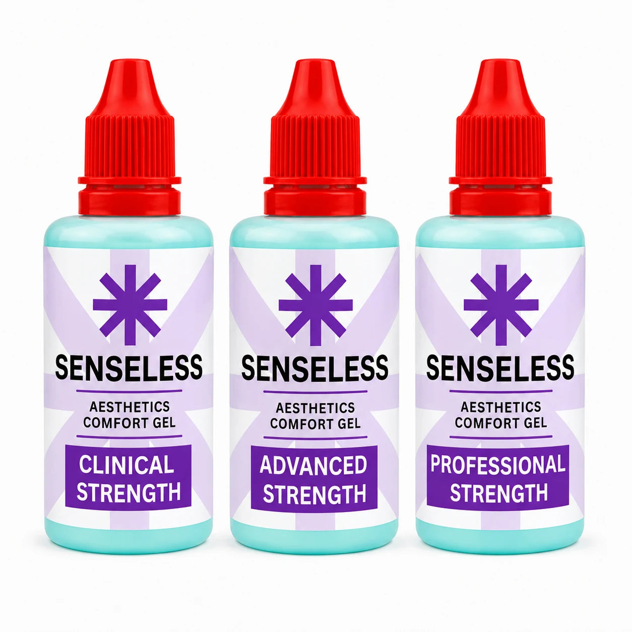 Senseless Comfort Gel range — Clinical, Advanced and Professional Strength