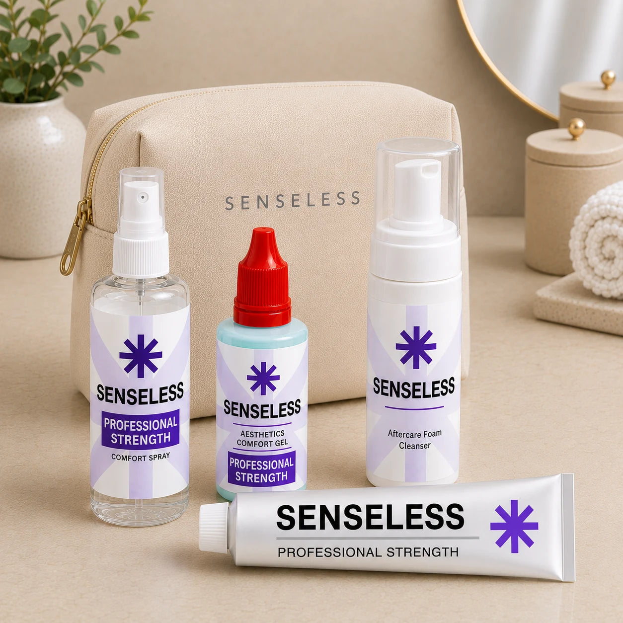 Senseless Professional Ultimate Bundle — Comfort Cream, Comfort Gel, Comfort Spray and Aftercare Foam Cleanser