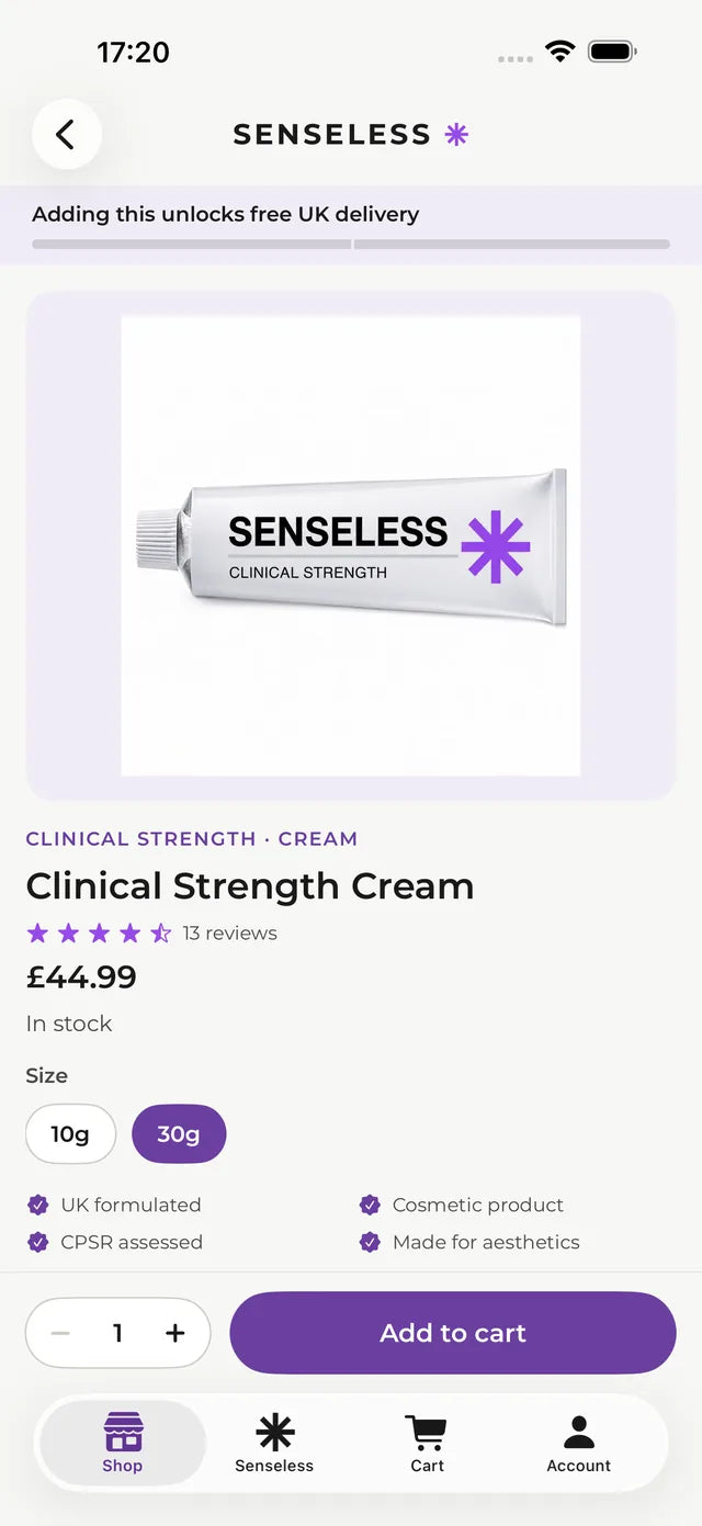 Every product, with sizes and stock.